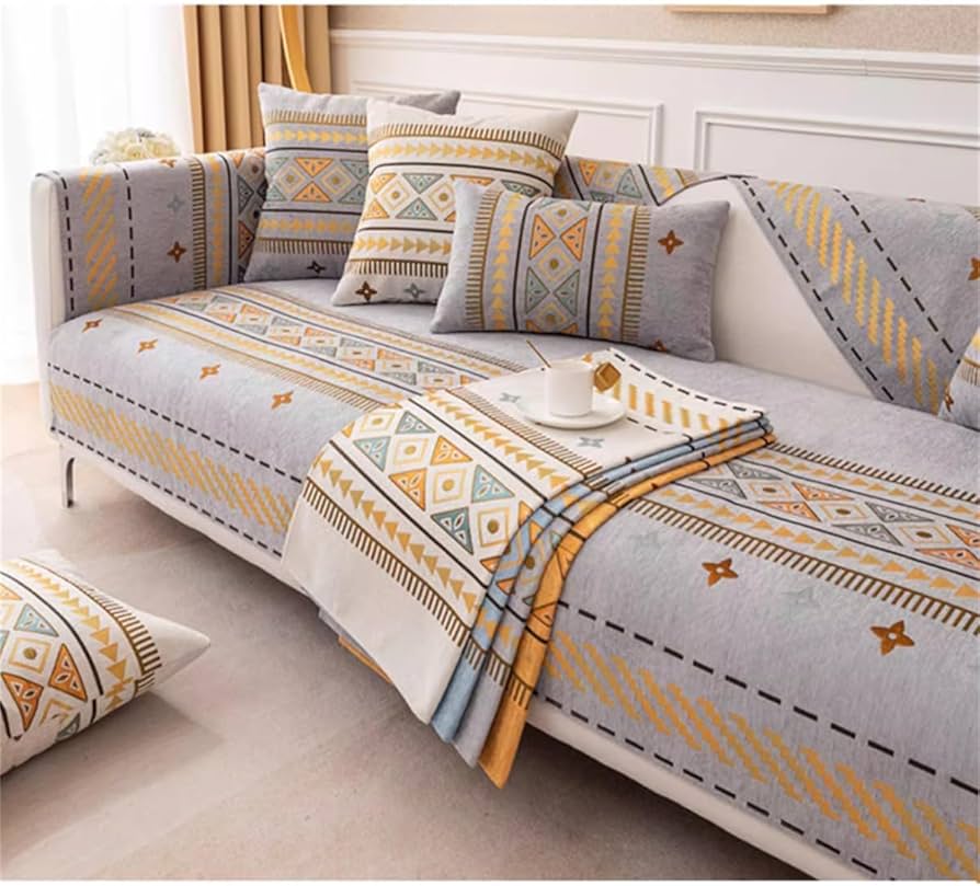 Couch Cover Sofa Covers, Embroidery Sofa Slipcover (Light Grey)