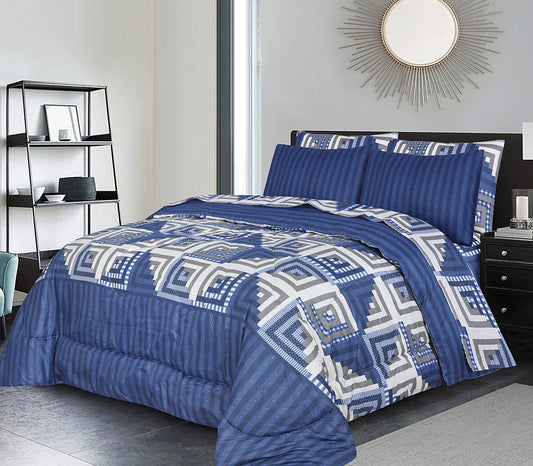 7 PCS QUILTED COMFORTER SET - BLUE LAGOON