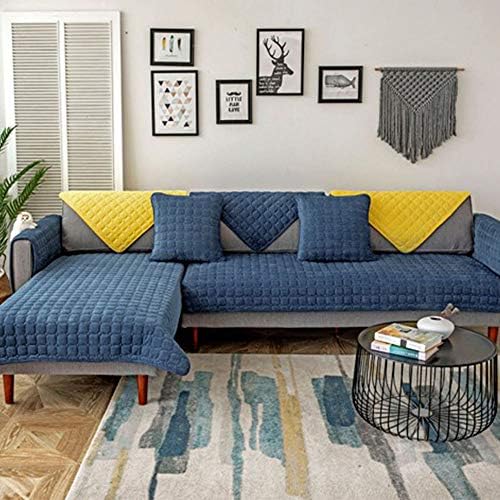 SOFACOVER Corduroy Velvet Couch Covers - Blue