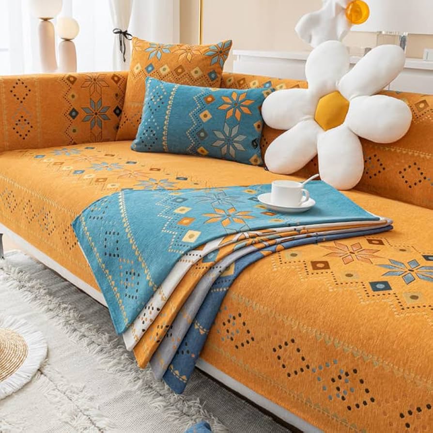 Couch Cover Sofa Covers, Embroidery Sofa Slipcover (Persian Copper)