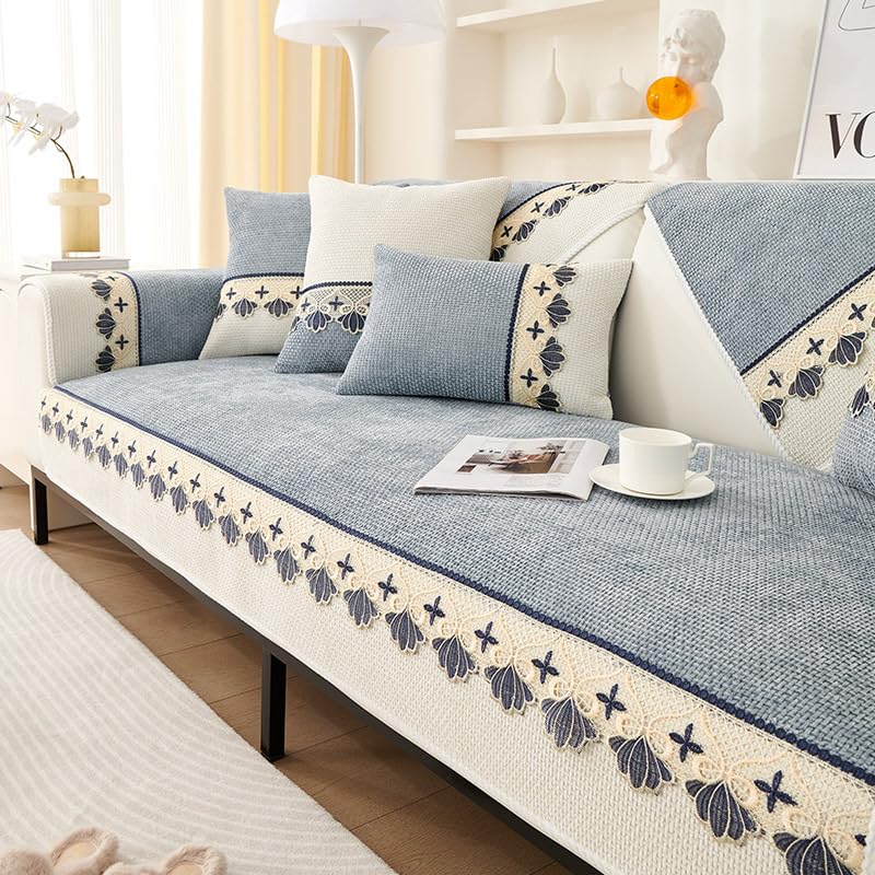 Couch Cover Sofa Covers, Embroidery Sofa Slipcover (Grey)
