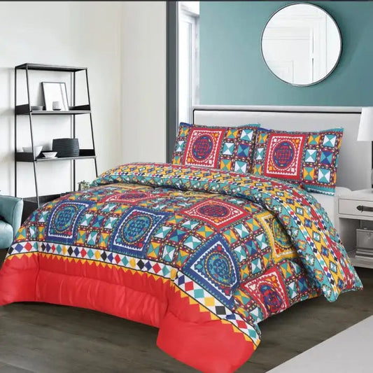 7 Pcs Quilted Comforter Set - Ajrak