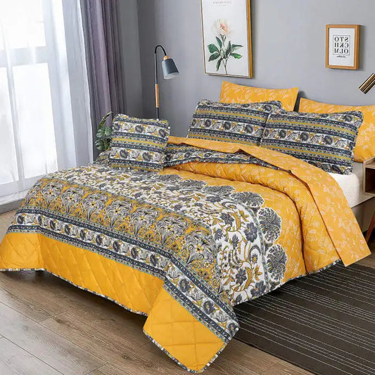 7 Pcs Quilted Comforter Set - Bumblebee