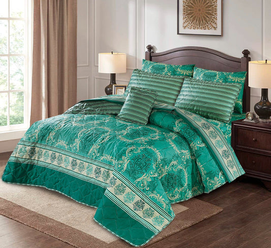 7 Pcs Quilted Comforter Set - D-618