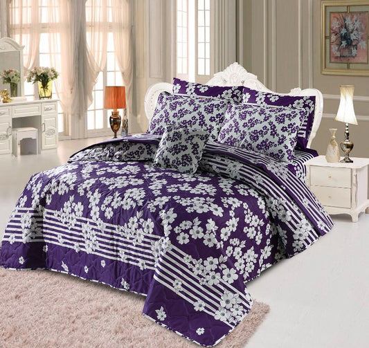 7 Pcs Quilted Comforter Set - D-624