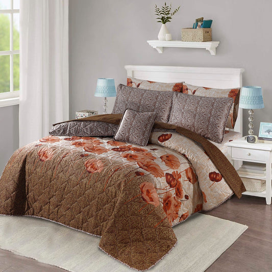 7 Pcs Quilted Comforter Set - D-626