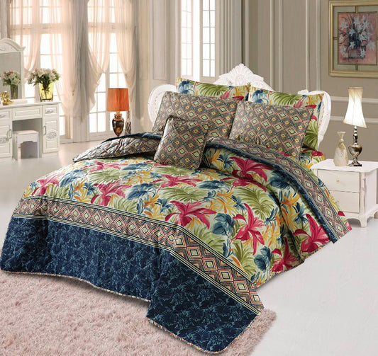 7 Pcs Quilted Comforter Set - D-622