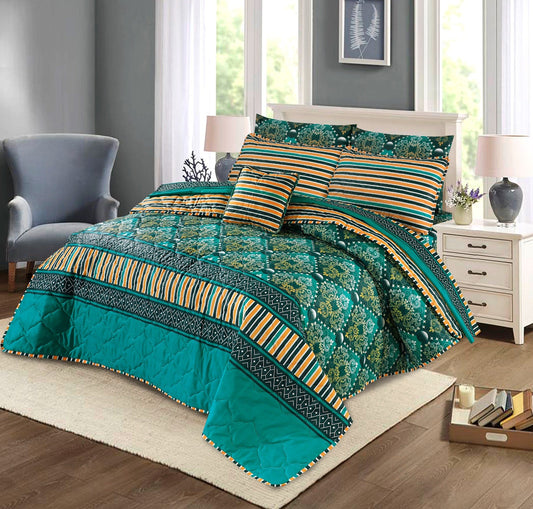 7 Pcs Quilted Comforter Set - D-617