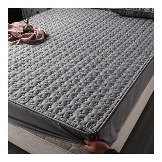 Ultrasonic 100% Waterproof Mattress Cover For Double Bed Fitted Mattress Protector (Grey)