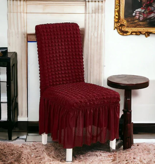 Bubble Stuff Frill Style Dining Chair Cover | Maroon