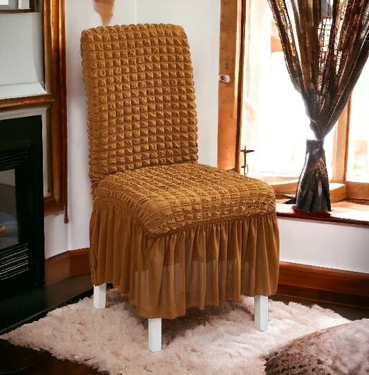 Bubble Stuff Frill Style Dining Chair Cover | Copper Color