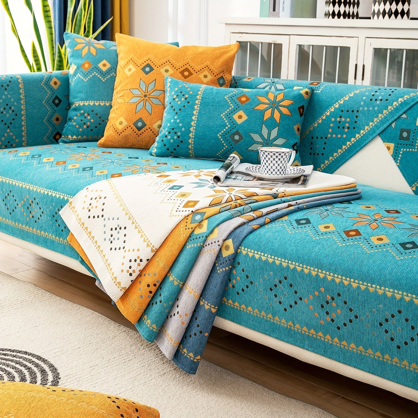 Couch Cover Sofa Covers, Embroidery Sofa Slipcover (Zink)